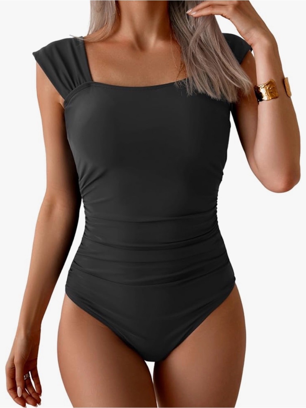 Retro Black One-Piece Tummy Control Swimsuit